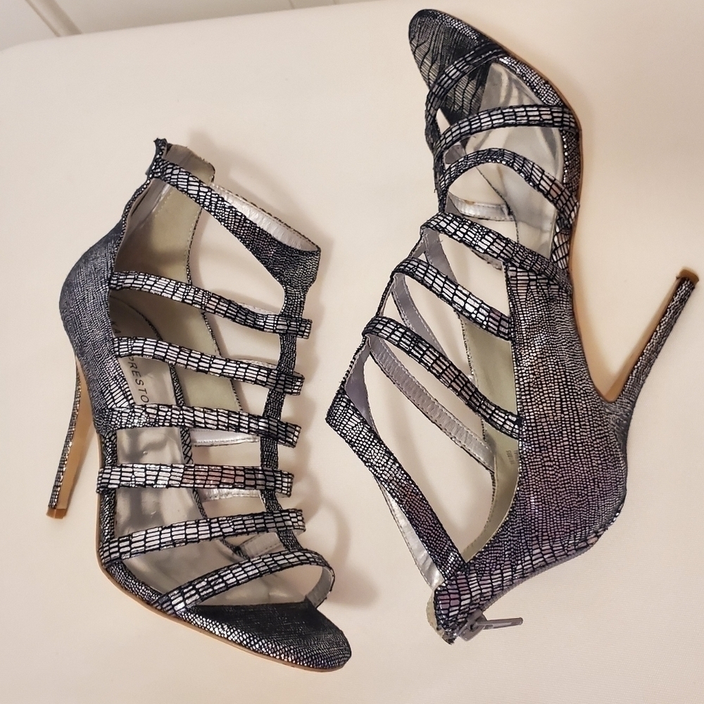 Kate Preston Caged Silver Metallic Stilleto  size 9.5M